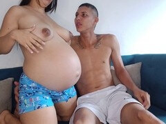 Pregnant nymph Estherr19 shares her milk with a friend