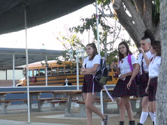 Amador amadora, Facial, Nuas, Ao ar livre cartaz de rua outdoor, Pontos de vista, Colegial, Palmada, Uniforme