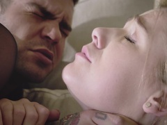 Blondynka, Para, Palcówka, Całować, Naturalny, Pończochy, Tatuaż