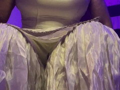 Desi Crossdresser with Big Tits in Satin Silk Salwar