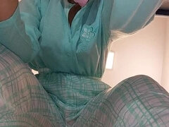 Horny Latina MILF with Hairy Pussy and Big Ass - Amateur Brunette Strips in Bikini