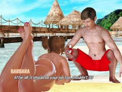 Praia, Jogo, Massagem, Nudista