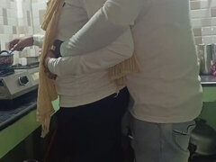 Hot Indian Housewife Fucks in Kitchen - Top & Back Position Romance with Maid