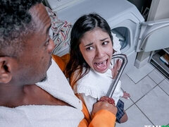 デカチン, フェラチオ, 茶髪の, 異人種間, オマンコ, ガリガリ, ティーン, オッパイの