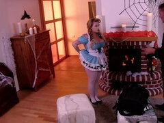 Blonde, Tir de sperme, Seins naturels, Collant, Pigtail, Chevaucher, Rasée, Uniforme