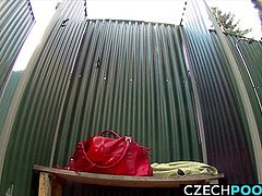 Busty MILF Spied in Public Shower