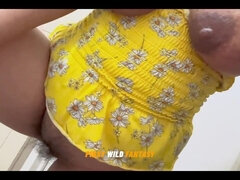 아시안, 집에서 만든, 자연의 가슴, 젖꼭지, 쳐진 젖가슴