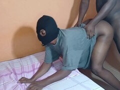 Tiny ebony struggles with massive cock