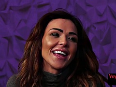 British busty milf voyeur femdom teases guy jerking off cock