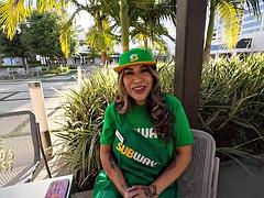 THATS A FOOTLONG COCK! Subway Employee Works Overtime Fucking 2 Huge Cocks for Multiple Cumshots VS Worlds Biggest Cock