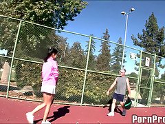 Tanner Mayes, the young brunette, enjoys hardcore sex with her senior tennis instructor