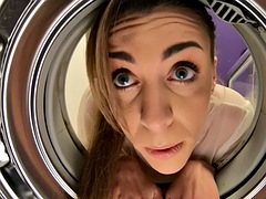 美女, デカパイ, フェラチオ, 茶髪の, 開帳, シャワー, オッパイの