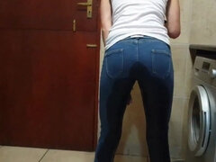 Smoking Girl Needs to Piss Desperately | Pissing in Jeans