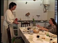 デカチン, デカパイ, フェラチオ, 顔射, ハードコア, 三人, オッパイの, ヴィンテージ