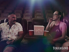 Hairy Busty brunette Jackie Hoff gets railed in the movie theater - Charles dera