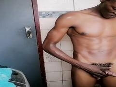 Afrikanisch, Leie, Bad, Grosser schwanz, Schwarz, Schwul, Masturbation, Solo