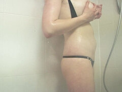 Amerikaans, Mooi, Blond, Natuurlijke tieten, Douche, Alleen