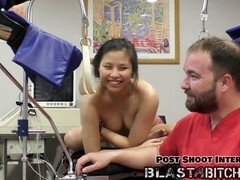 Hooters girls get a behind-the-scenes hard face fucking from the doctor