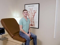 The hung doctor uses ultrasound to show his bare dick in boy