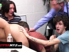 LP officer gives hot MILF a thorough cavity search in front of her stepson and friends