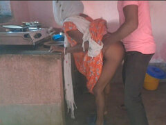 커플, 집에서 만든, 주부, 인도인, 부엌, 빼빼한