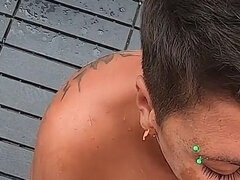 Pijpbeurt, Sperma shot, Moeder die ik wil neuken, Buiten, Pissen, Gezichtspunt, Kort haar