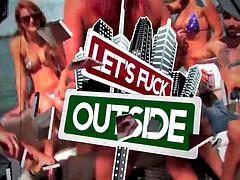 Grote lul, Grote mammen, Bruinharig, Hardcore, Buiten, Openbaar, Rijden, Tieten likken