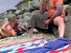 Plage, Bikini, Attrapée, Masturbation, De plein air, Public