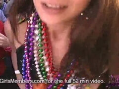 Hot College Girls Flash Their Natural Tits on Bourbon Street at Mardi Gras Party