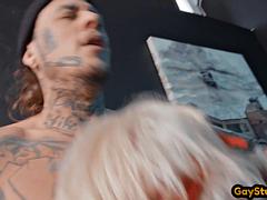 Tattooed Jock Roughly Pounds Horny Slut
