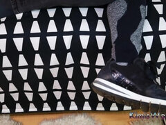 Bold & Unique: Sweaty Ski Socks, Sneakers & Black Jeans Tease