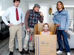 Beautiful busty blonde Rebel Rhyder in a hardcore gangbang