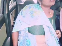 Telugu Honey Lips Cheating Housewife in Sexy Saree Fucks Husband's Brother with Dirty Talk - Car Sex Jungle