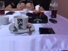 Hot Public Footjob Under the Wine Table Outdoors - Kelly