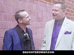 Stepdad and his daughter swap in a hardcore sex session with dirty talk and facial finish