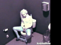 素人, ブロンド, ヒール, オマンコ, スカート, 一人, トイレ, のぞき