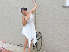 素人, 毛深い, アウトドア, シャワー, オッパイの