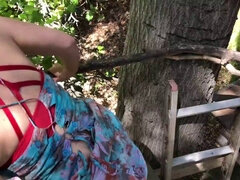 Stepmom helps son-in-law jizz in his treehouse