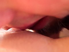 Orgasmic convulsions after sensitive close up pussy licking
