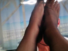 the schoolgirl pulverize her tutor and entice him with footjob and footworship