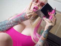 Sabrina Sabrok bimbo fuck doll face fucking cum in mouth