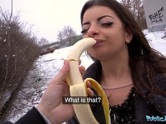 Stor pik, Pik sutte, Sædskud, Hd, Udendørs, Pov, Offentlig, Realitet