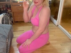 Yoga session and workout while yawning