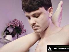 HETEROFLEXIBLE  Horny Enzo Muller Fucks Pretty Roommate Femboy Dante Snoww Body During Bath Time
