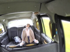 Petite Maddison Rose eats ass and gets fucked in the taxi cab on camera