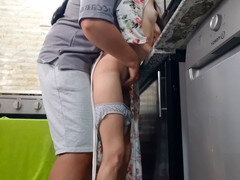 커플, 집에서 만든, 부엌, 레즈비언, 수음, 오르가슴