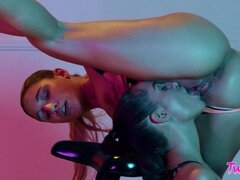 Leggy damsel Abella Danger takes pleasure in lesbian cunnilingus