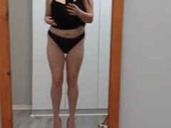 Brunette, Ældre lækkre kvinde, Blottere, Hæle, Trusser