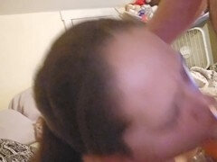 Amateur brunette Odi0313 shows off her triple blowjob skills with some teasing and eye contact