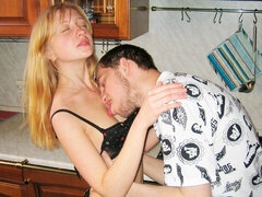 아마추어, 엉덩이, 금발의, 도기스타일, 빼빼한